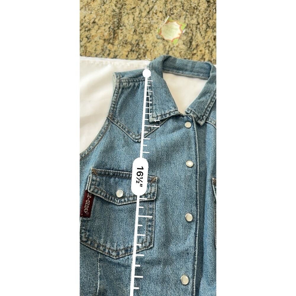 Vintage 90s Unionbay Cropped Denim Vest Snap Front Women's Size S/M Blue Jean - Picture 11 of 13